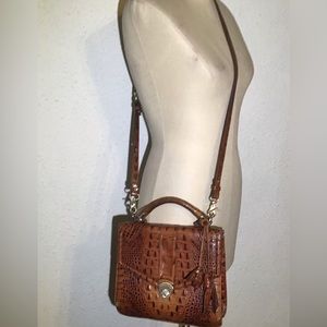 Brahmin vintage  Brown leather crocodile embossed crossbody/shoulder bag